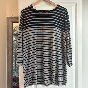 Navy and Gray Striped Nursing and Maternity Tunic Top Size XL